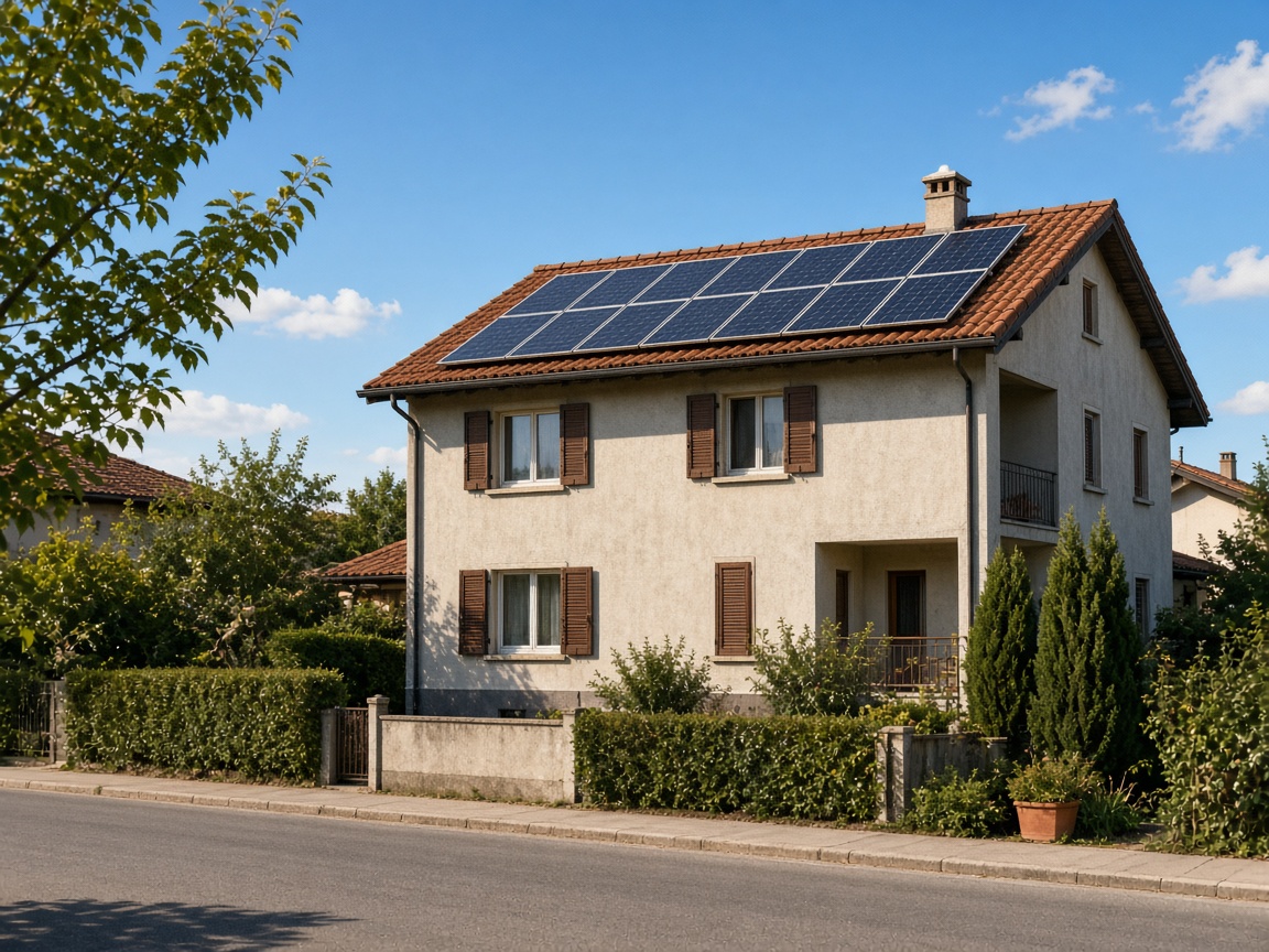 Tetto residenziale in Veneto con pannelli fotovoltaici